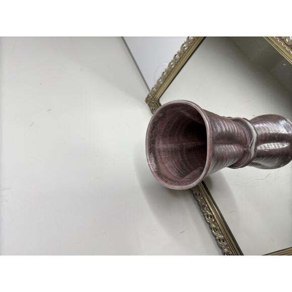 Unique Vintage Purple Gray Signed Pottery Vase - Picture 8 of 10